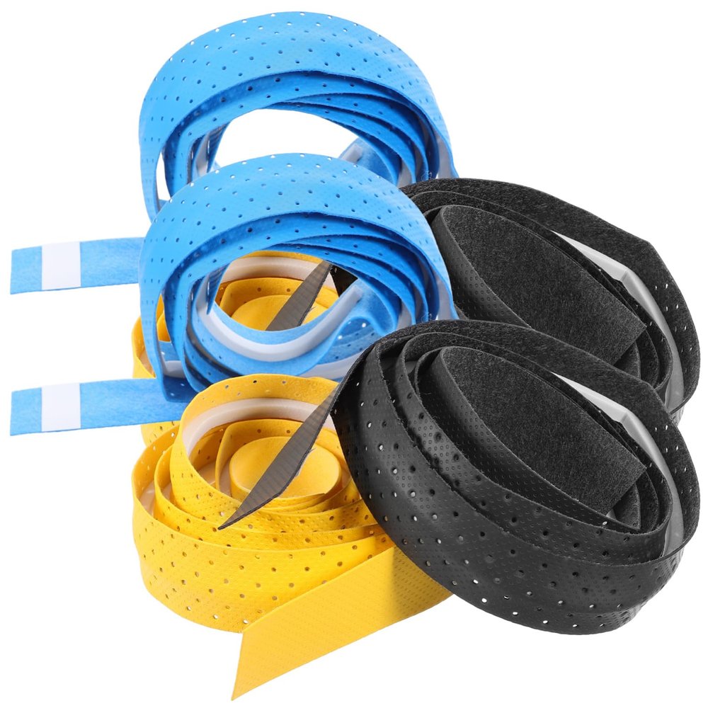 WOONEKY 6pcs Badminton Racket Grip Tape Anti-Slip Sweat Absorbent Pu Material Comfortable Overgrip for Tennis and Badminton Rackets Blue Black Yellow