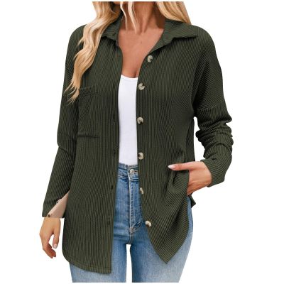 Akklian Womens Fall Fashion Shacket Lightweight Shirt Jacket Button Down Casual Blouse Long Sleeve Loose Fit Tops with Pocket