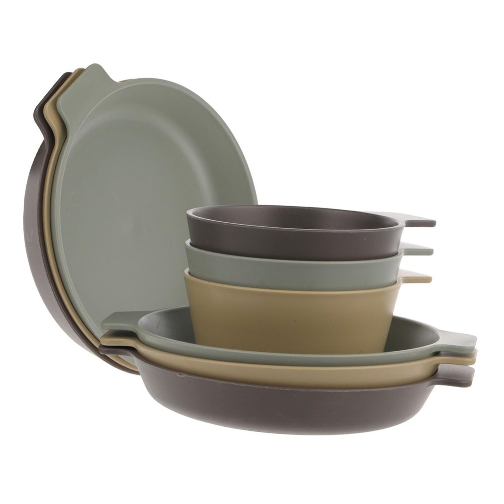 BRIGHTFUFU Portable Picnic Dinnerware Camping Plates Bowls Lightweight Camping Bowl for Hiking BBQ Outdoor