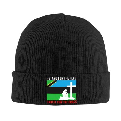I Stand for The Zanzibar Flag and I Kneel for The Cross Beanie for Men Women Winter Knit Hats Cuffed Skull Cap Ski Hat Black