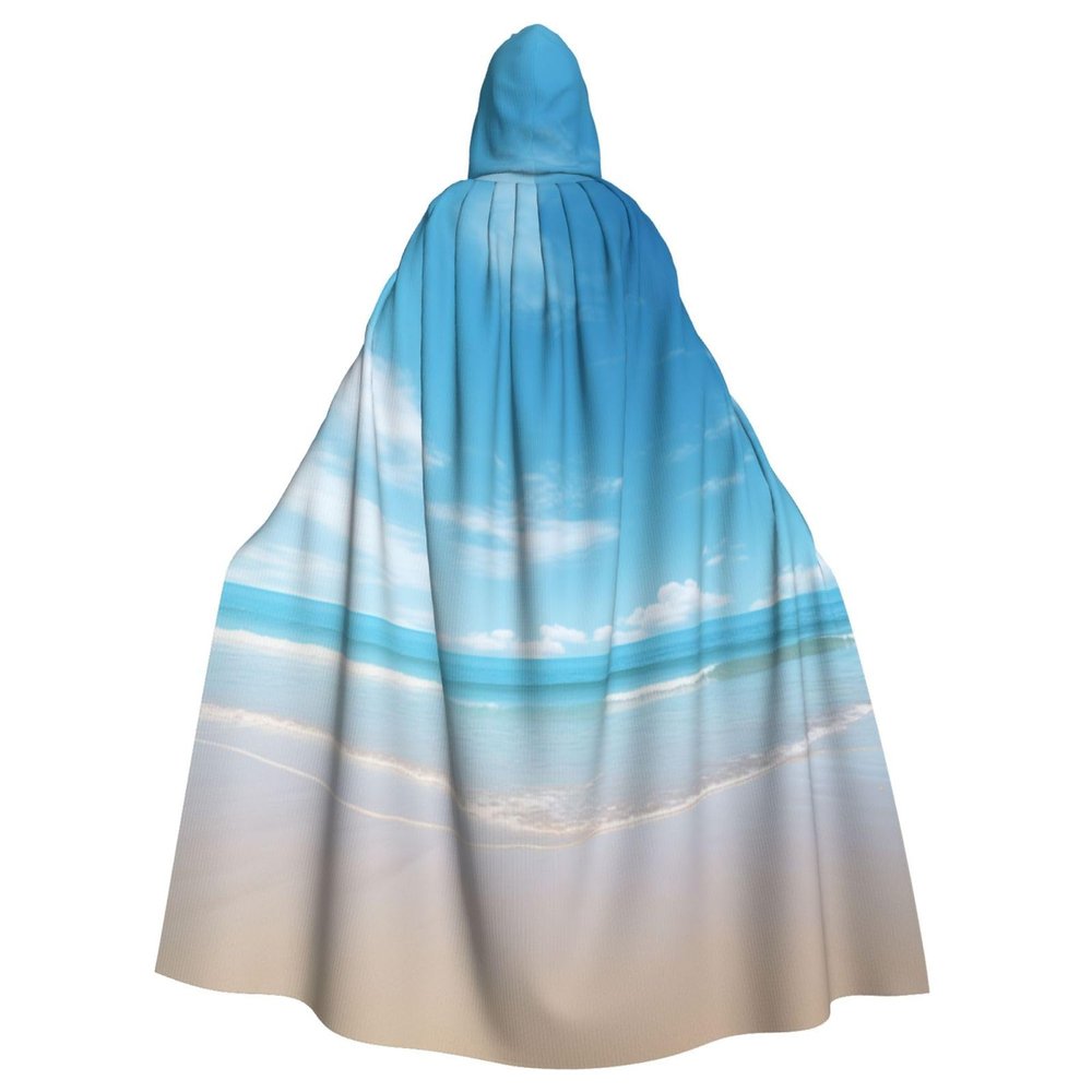 YKJJFVZ Beautiful View Of The Sea2 Print Rogue Cosplay Adult Halloween Witch Hooded Cloak Cape Unisex Costume For Horror Parties Masquerade