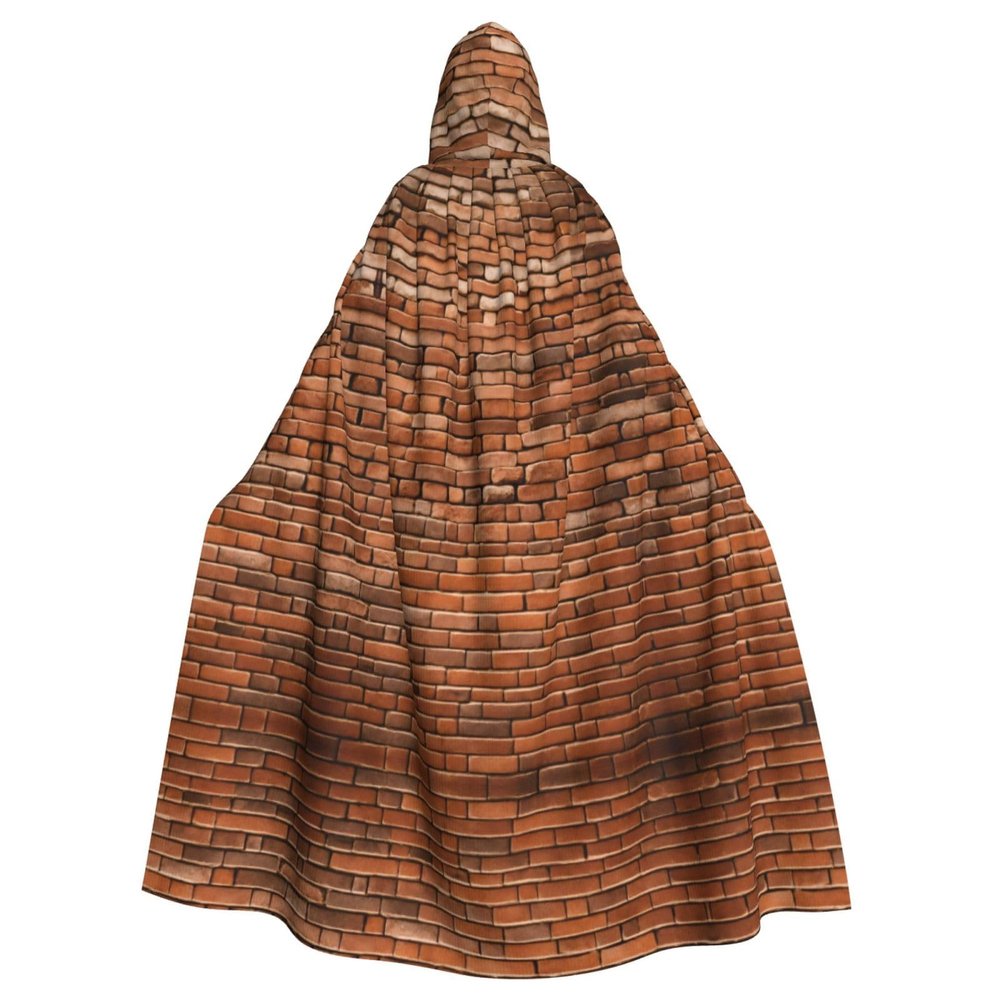 AKDODK Old Brick Wall Print Hooded Robe Cloak Halloween Cosplay Costumes For Adult Men Women Dark Party Capes