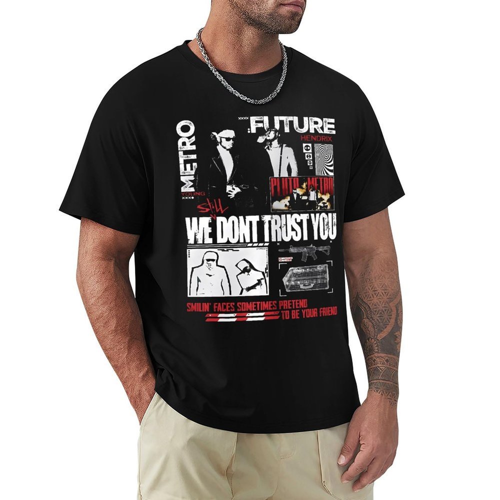 Men Guys Hip Hop Metro DJ Boomin Trap Music T-Shirt Round Neck Short-Sleeve T-Shirts, Breathable Cotton Tees Top Shirt for Mans, Sport Custom Tees Clothes Top XL