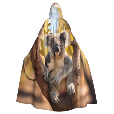 YKJJFVZ Koala Print Rogue Cosplay Adult Halloween Witch Hooded Cloak Cape Unisex Costume For Horror Parties Masquerade