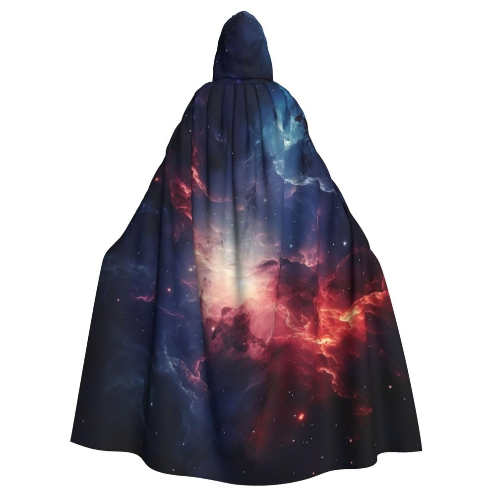 YKJJFVZ Galaxy Cloudc Print Rogue Cosplay Adult Halloween Witch Hooded Cloak Cape Unisex Costume For Horror Parties Masquerade