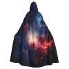 YKJJFVZ Galaxy Cloudc Print Rogue Cosplay Adult Halloween Witch Hooded Cloak Cape Unisex Costume For Horror Parties Masquerade view 1