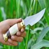 Blade Frenzy Custom Handmade D2 Steel Bowie Knife, Outdoor Hunting Knife, EDC Fixed Blade Knife, Camel Bone and Wood Handle, Leather Sheath view 3
