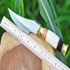 Blade Frenzy Custom Handmade D2 Steel Bowie Knife, Outdoor Hunting Knife, EDC Fixed Blade Knife, Camel Bone and Wood Handle, Leather Sheath view 4