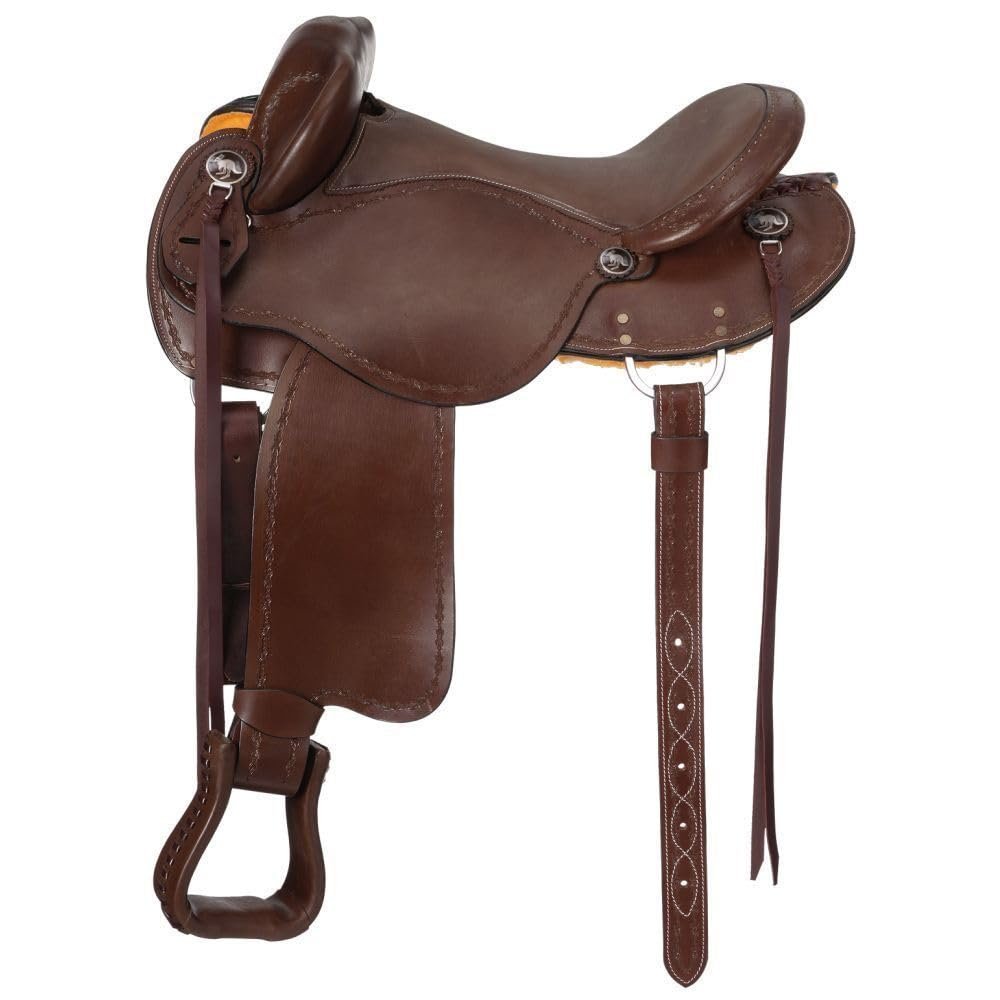 AD Saddlery Handmade Comfort Trail Without Horn Leather Endurance Hornless Equestrian Horse Saddle for Horseback Riding Size 14" to 18" inch Seat Available END03 (14)