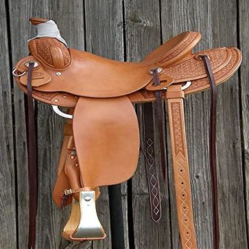 BNB International Handmade Wade Tree A Fork Roping Ranch Work Premium Western Saddles for Horses Leather Equestrian Trail Horse Saddles Tack Size: 10"-18" inches Seat Available MO232 (10.5)