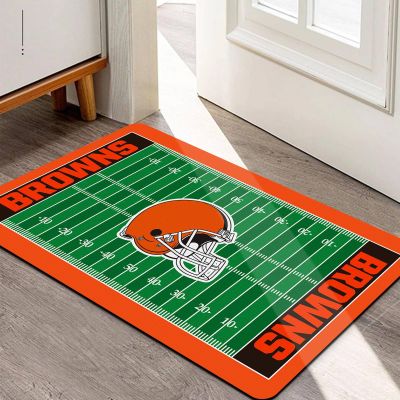 AYYQHC Football Field Design Entry Floor Mat,30" W x 18" H Orange Color Non-Slip Rubber Door Mat for Football Sports Fans, Home Decor Area Rug