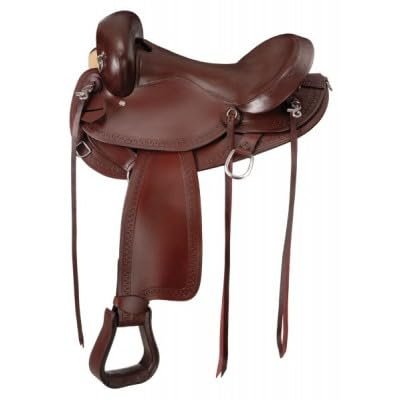 AD Saddlery Handmade Comfort Trail Without Horn Leather Endurance Hornless Equestrian Horse Saddle for Horseback Riding Size 14" to 18" inch Seat Available END02 (18)