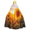 YKJJFVZ Beautiful Sunflower3 Print Rogue Cosplay Adult Halloween Witch Hooded Cloak Cape Unisex Costume For Horror Parties Masquerade view 1