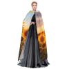 YKJJFVZ Beautiful Sunflower3 Print Rogue Cosplay Adult Halloween Witch Hooded Cloak Cape Unisex Costume For Horror Parties Masquerade view 3