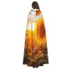 YKJJFVZ Beautiful Sunflower3 Print Rogue Cosplay Adult Halloween Witch Hooded Cloak Cape Unisex Costume For Horror Parties Masquerade view 4