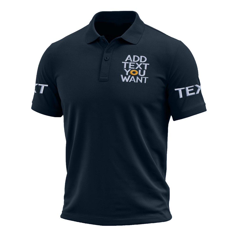 Custom Polo Shirts for Men Design Your Own Golf Jersey Personalized Embroidered Text Navy Blue 4X-Large