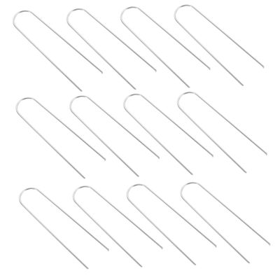 OUNONA 12pcs U-Shaped Lawn Staples Garden Fabric Stakes for Securely Fastening Tents Trampolines and Landscape Fabric Windy Conditions Heavy Duty and Easy to Install