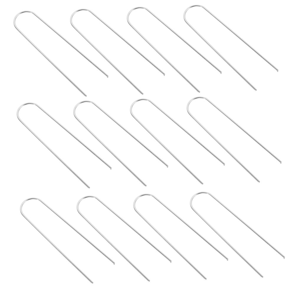 OUNONA 12pcs U-Shaped Lawn Staples Garden Fabric Stakes for Securely Fastening Tents Trampolines and Landscape Fabric Windy Conditions Heavy Duty and Easy to Install