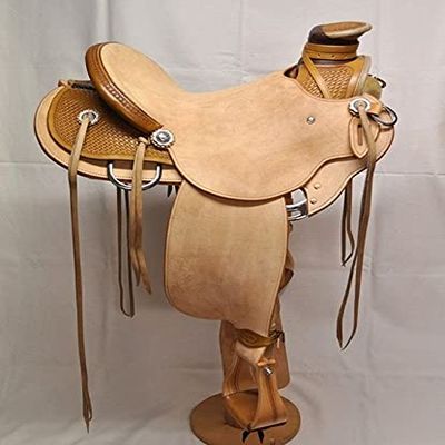 BNB International Handmade Wade Tree A Fork Roping Ranch Work Premium Western Saddles for Horses Leather Equestrian Trail Horse Saddles Tack Size: 10"-18" inches Seat Available MO237 (11.5)