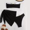 Argzm 3Pcs Women Strapless Bathing Suit Set Bandeau Swimsuit with Beach Coverup Skirt 3D Flower Bandeau Swimming Costume view 3