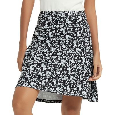 NOOYME 20" Skorts for Women Athletic Modest with Pockets Knee Length Tennis Golf Skirts (M,Black-White Floral)