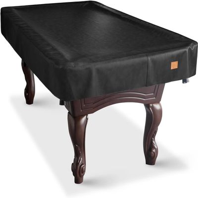 BEARCOVER Heavy Duty Leatherette Billiard Pool Table Cover, Waterproof & Tearproof Cover for Pool Table 7/8/9FT (Black/Faux Lambskin, 7FT-(92"LX 52"WX 8H))