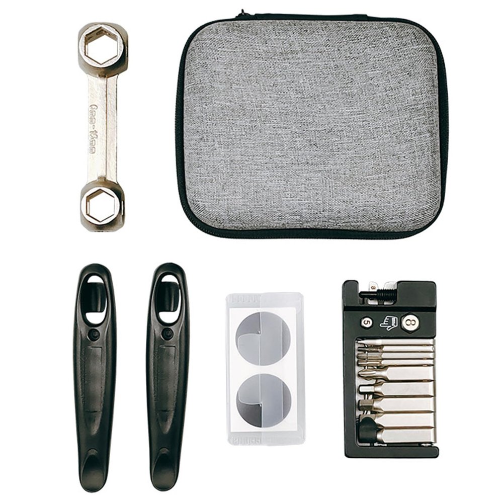Argzm Multifunctional Bike Repairs Tool Set Bike Tool Set with Storage Bag Portable Wrenches Tire Patches Bike Essential Tool