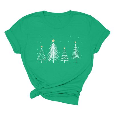 Christmas Trees Shirt  Retro Shirt Family Matching Holiday Tee Kelly Green