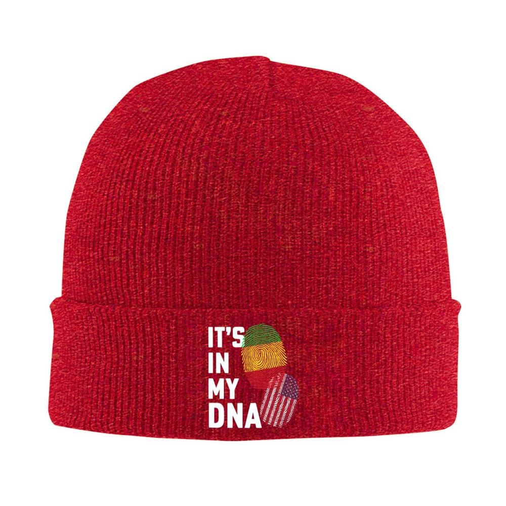 QIKLMMA Mali It's in My DNA Beanie for Men Women Winter Knit Hats Cuffed Skull Cap Ski Hat Red