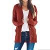 Rkwins Cardigan Sweaters for Women Plus Size Button Down Sweater Mid Length Knit Sweater V Neck Knit Cardigan with Pockets Red view 1