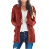 Rkwins Cardigan Sweaters for Women Plus Size Button Down Sweater Mid Length Knit Sweater V Neck Knit Cardigan with Pockets Red view 2