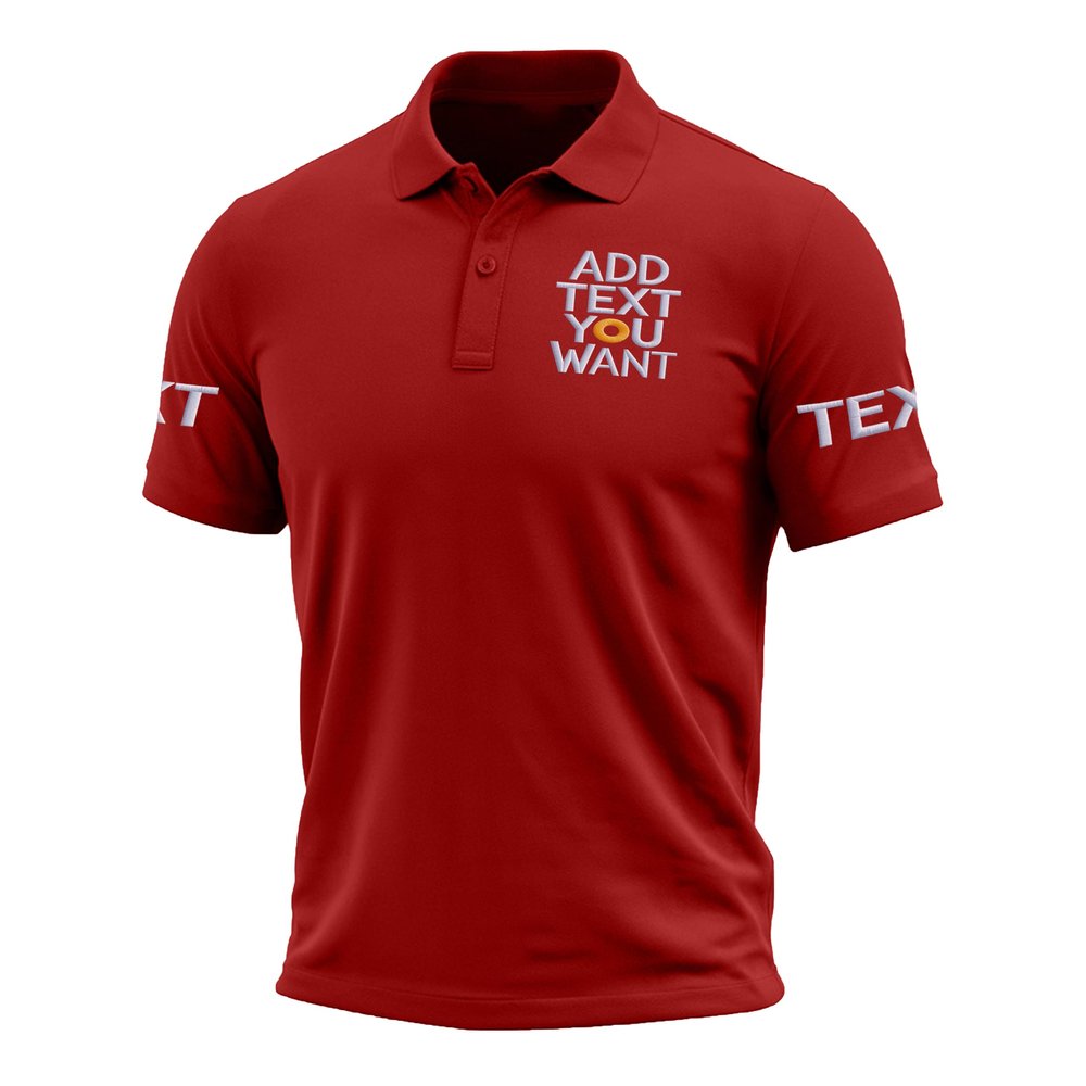 Custom Polo Shirts for Men Design Your Own Golf Jersey Personalized Embroidered Text Red Small