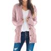 Rkwins Cardigan Sweaters for Women Plus Size Button Down Sweater Mid Length Knit Sweater V Neck Knit Cardigan with Pockets Pink view 2