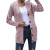 Rkwins Cardigan Sweaters for Women Plus Size Button Down Sweater Mid Length Knit Sweater V Neck Knit Cardigan with Pockets Pink view 3
