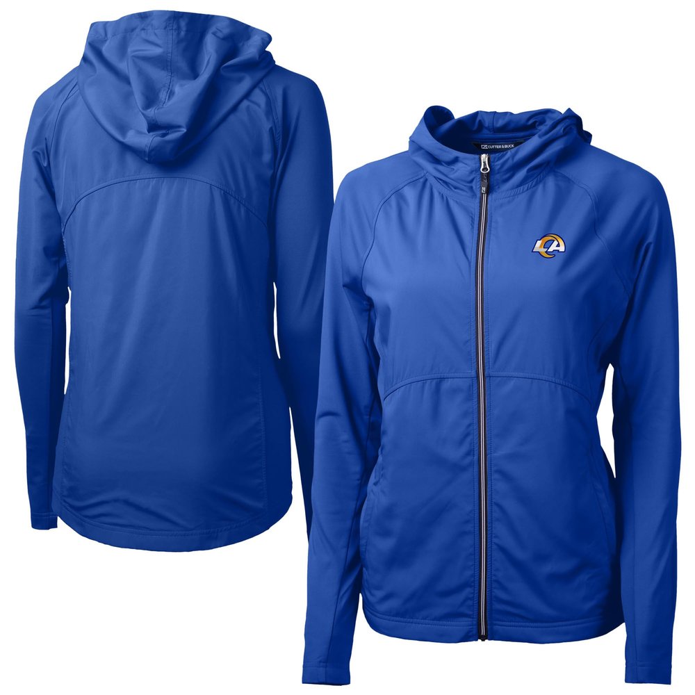Cutter & Buck Women's Blue Los Angeles Rams Primary Adapt Eco Knit Hybrid Recycled Full-Zip Jacket