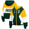 WEAR by Erin Andrews Women's Green Green Bay Packers Color Block Full-Zip Windbreaker Jacket view 1