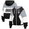 WEAR by Erin Andrews Women's Black/Gray Las Vegas Raiders Plus Size Color Block Full-Zip Windbreaker Jacket view 1