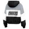 WEAR by Erin Andrews Women's Black/Gray Las Vegas Raiders Plus Size Color Block Full-Zip Windbreaker Jacket view 3