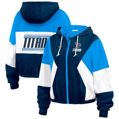 WEAR by Erin Andrews Women's Light Blue Tennessee Titans Color Block Full-Zip Windbreaker Jacket