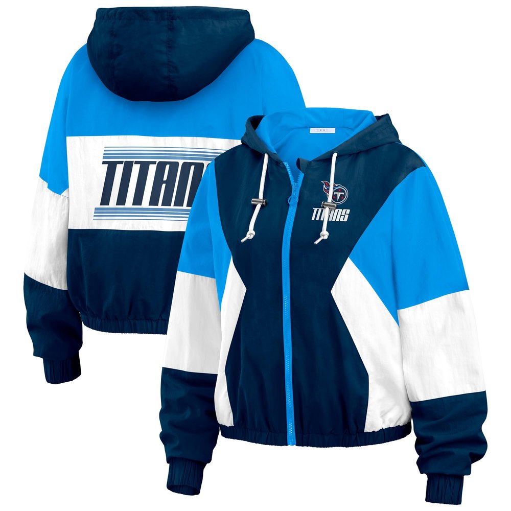 WEAR by Erin Andrews Women's Light Blue Tennessee Titans Color Block Full-Zip Windbreaker Jacket