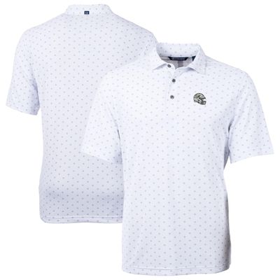 Cutter & Buck Men's White Miami Dolphins Big & Tall Virtue Eco Pique Tile Print Recycled Polo