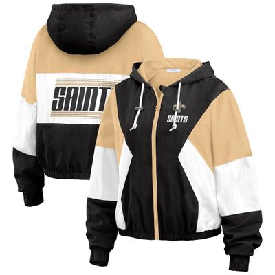 WEAR by Erin Andrews Women's Black New Orleans Saints Color Block Full-Zip Windbreaker Jacket