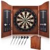 Yirinatek Sisal Dart Board Cabinet Sets, Decorative Dart Boards for Adults [6*Steel Darts] - Wooden Dartboard Cabinet with Integrated Scoreboard for Family Game Rooms [Apricot] view 1