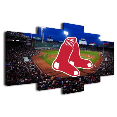Baseball Poster Baseball Stadium Badge Canvas Wall Art Print Home Office Decor 5 Pieces Large Frame Painting Hangable (L,80x150-Framed-5pcs)