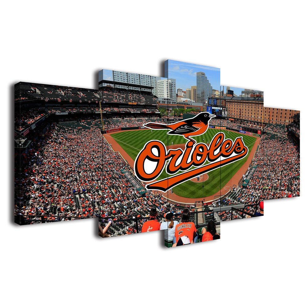 Baseball Poster Baseball Stadium Badge Canvas Wall Art Print Home Office Decor 5 Pieces Large Frame Painting Hangable (K,100x175cm-Framed-5pcs)