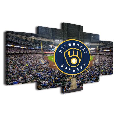 Baseball Poster Baseball Stadium Badge Canvas Wall Art Print Home Office Decor 5 Pieces Large Frame Painting Hangable (Z,80x150-Framed-5pcs)