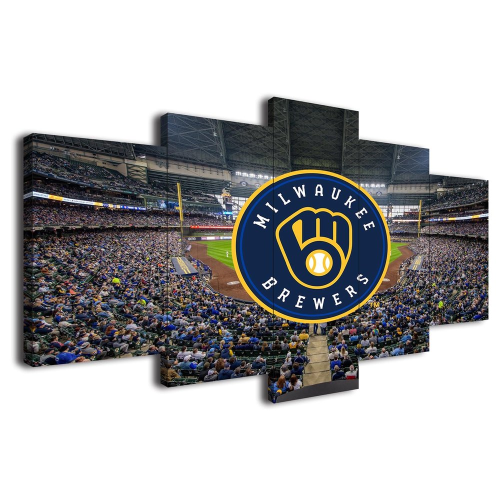 Baseball Poster Baseball Stadium Badge Canvas Wall Art Print Home Office Decor 5 Pieces Large Frame Painting Hangable (Z,80x150-Framed-5pcs)