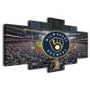 Baseball Poster Baseball Stadium Badge Canvas Wall Art Print Home Office Decor 5 Pieces Large Frame Painting Hangable (Z,80x150-Framed-5pcs) view 1