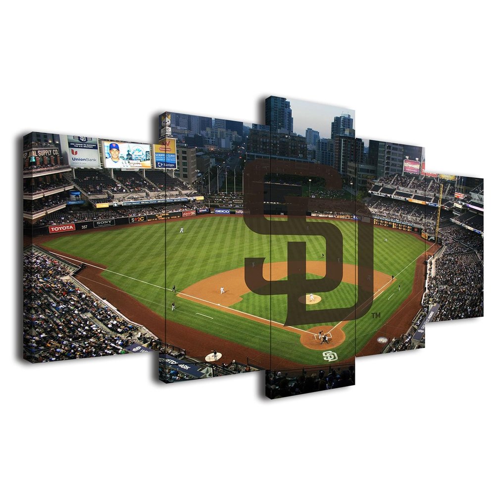Baseball Poster Baseball Stadium Badge Canvas Wall Art Print Home Office Decor 5 Pieces Large Frame Painting Hangable (an,80x150-Framed-5pcs)