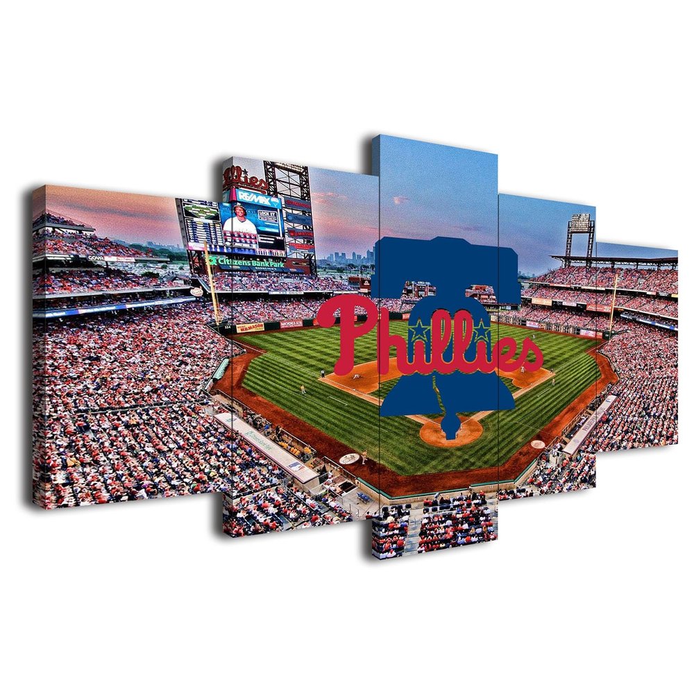 Baseball Poster Baseball Stadium Badge Canvas Wall Art Print Home Office Decor 5 Pieces Large Frame Painting Hangable (AD,100x175cm-Framed-5pcs)